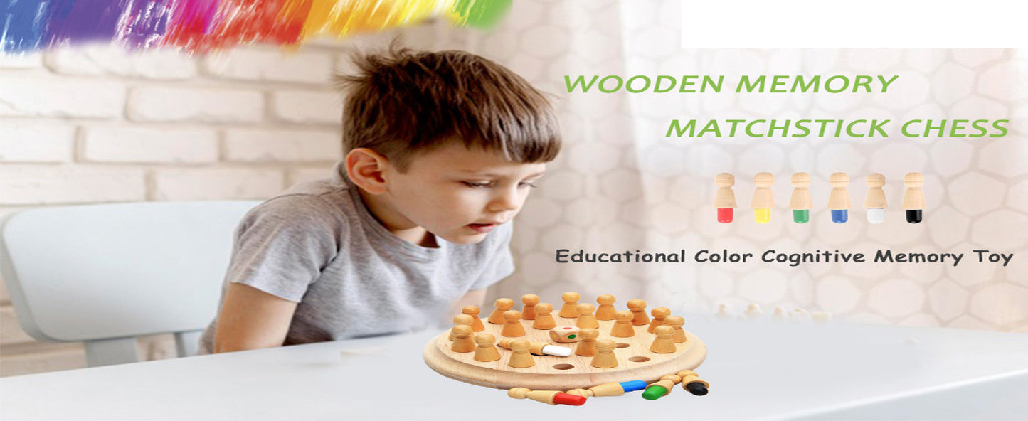 Uryans Wooden Memory Match Stick Chess Game, Colorful Memory Chess, Funny Block Board Game, Early Educational Toy, Brain Training Games