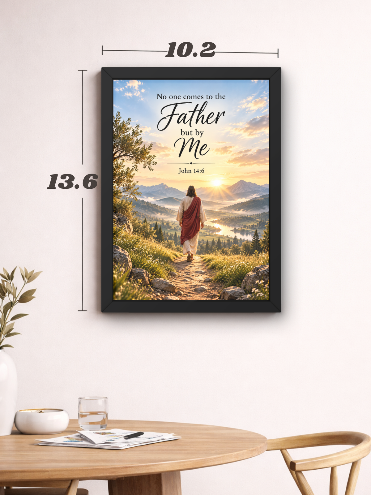 No One Comes to the Father but by Me Christian Wall Frame | John 14:6 Bible Verse Wall Art | Jesus Inspirational Faith Decor for Home, Bedroom, Prayer Room & Office | Christian Religious Gift | A4 Premium Frame
