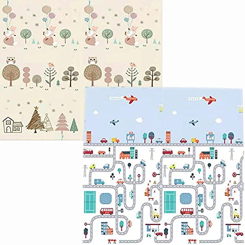 Uryans Extra Large Foldable Baby Play Mat, BPA Free, Learning & Crawling Foam Mat, 198x152 cm, 6 mm Thick, Multicolour