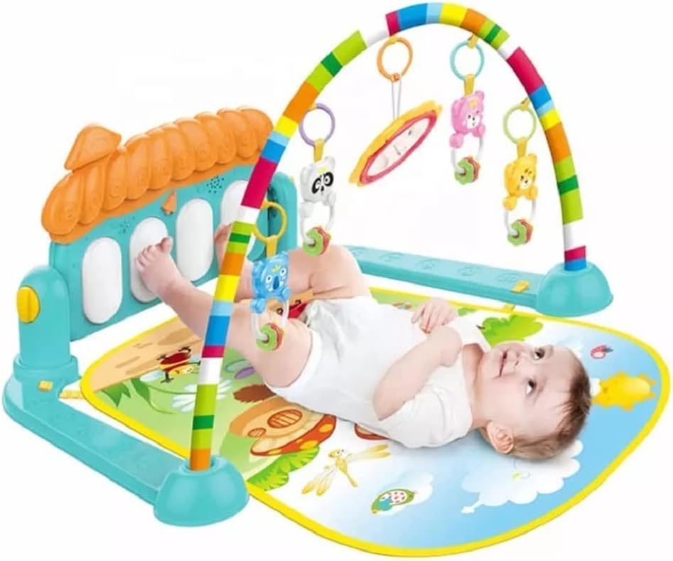 Uryans Kick and Play Musical Keyboard Piano Baby Gym and Fitness Rack with Hanging Rattles, Lights & Mat - Gift for Boys & Girls