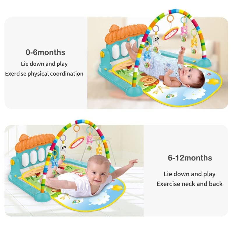 Uryans Kick and Play Musical Keyboard Piano Baby Gym and Fitness Rack with Hanging Rattles, Lights & Mat - Gift for Boys & Girls