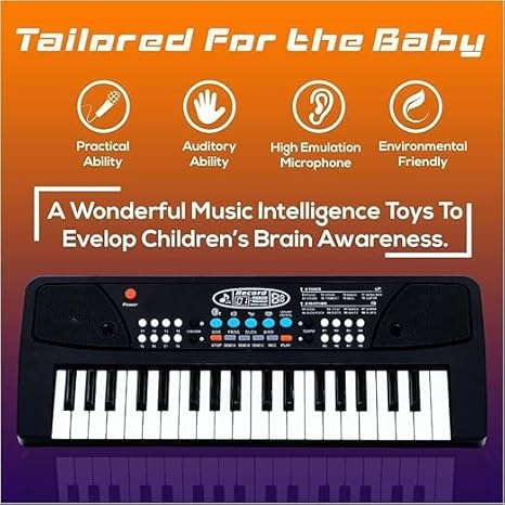 Uryans Kids Piano with Mic 37 Keys Electronic Keyboard Toy with 8 Rhythms, 8 Tones, 6 Demos & Recording Function Portable Musical Toy for Beginners Educational Instrument for Kids.