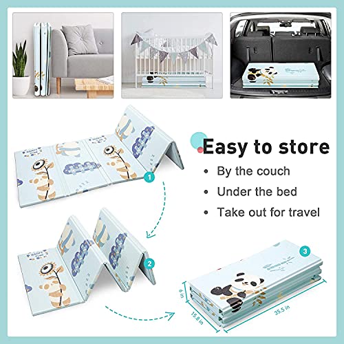Uryans Extra Large Foldable Baby Play Mat, BPA Free, Learning & Crawling Foam Mat, 198x152 cm, 6 mm Thick, Multicolour