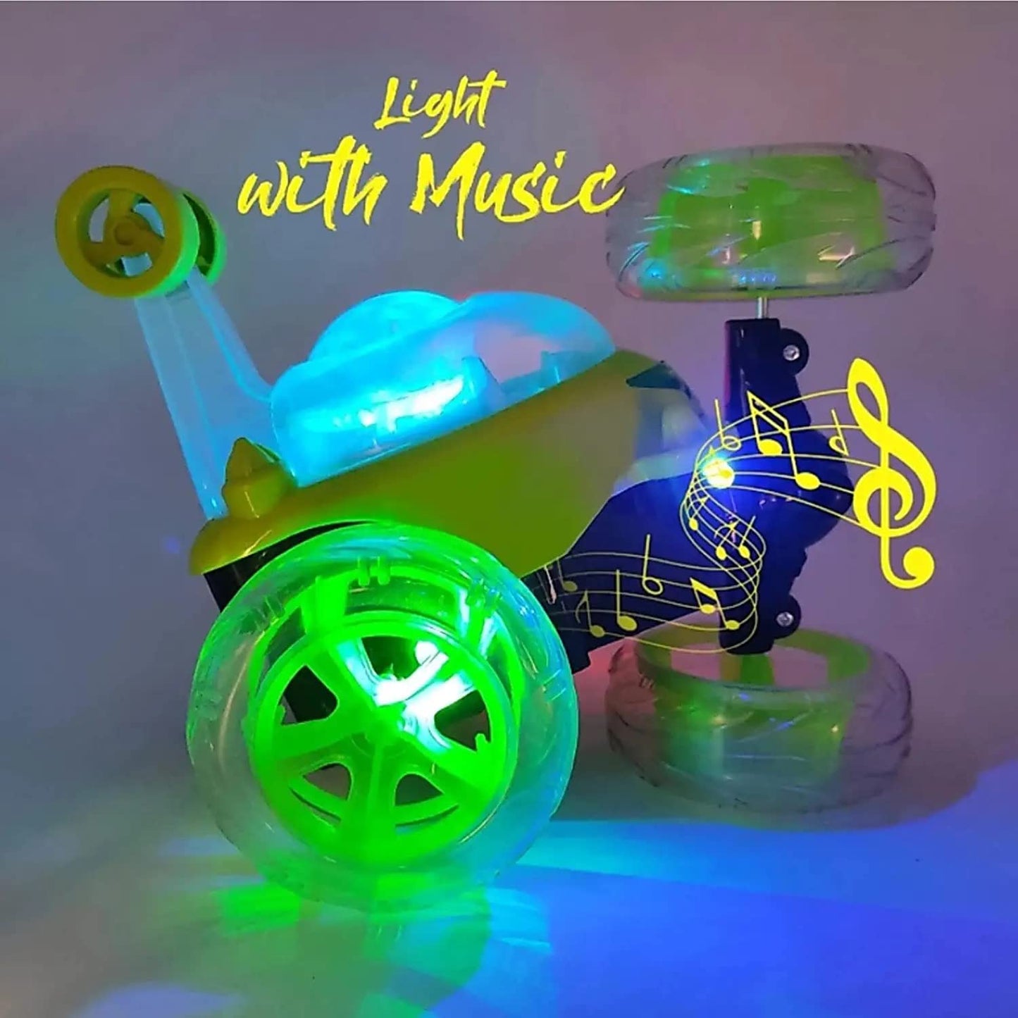 Uryans Remote Control Rechargeable Acrobatic 360 Degree Twisting Stunt Car with Music & Lights for Kids 2 & Above - Multicolor (Color availability as per stock)