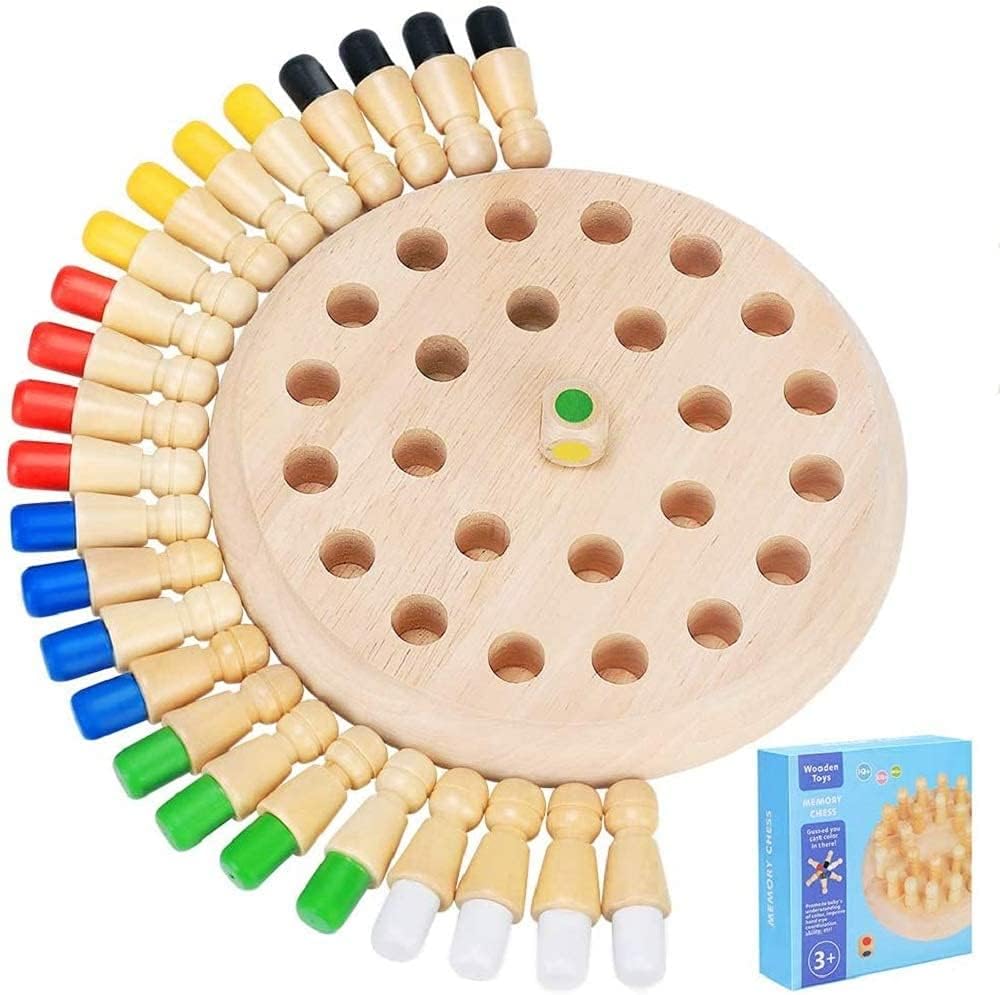 Uryans Wooden Memory Match Stick Chess Game, Colorful Memory Chess, Funny Block Board Game, Early Educational Toy, Brain Training Games