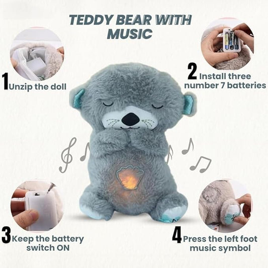 Uryans Breathing Soft Teddy Bear Plush Sound Machine Baby Gift with Music, Lights & Breathing Motion Infant Toys for Newborns, Heart Beat Stuffed Animal Plush Cute Teddy Bear (Multicolor)