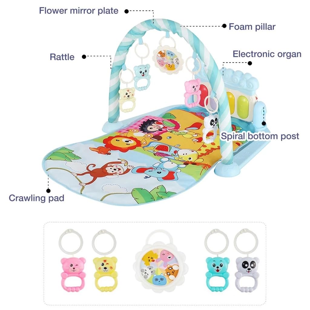 Uryans Kick and Play Musical Keyboard Piano Baby Gym and Fitness Rack with Hanging Rattles, Lights & Mat - Gift for Boys & Girls