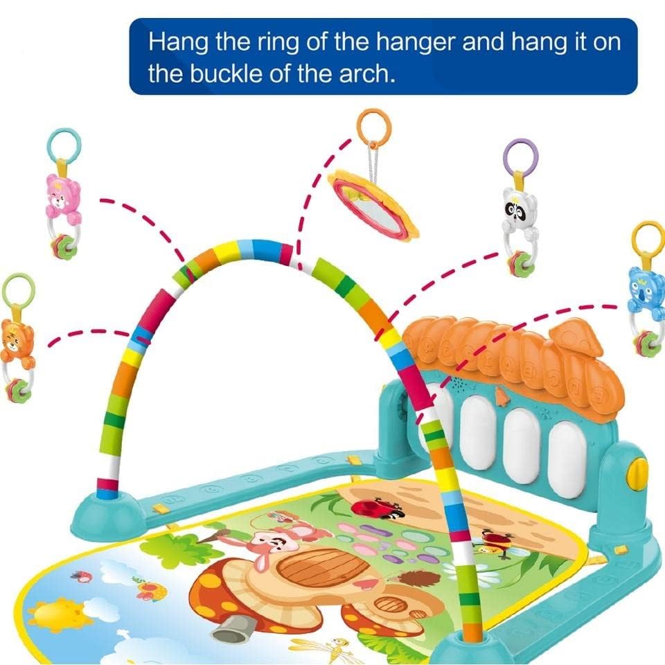 Uryans Kick and Play Musical Keyboard Piano Baby Gym and Fitness Rack with Hanging Rattles, Lights & Mat - Gift for Boys & Girls