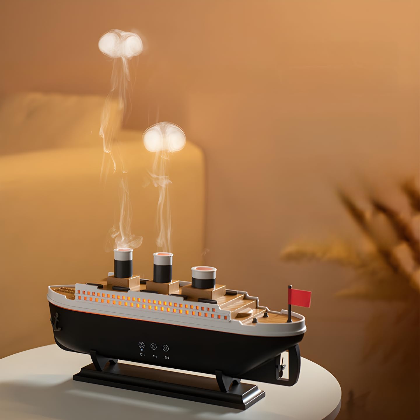 Uryans Humidifier for Bedroom Titanic Humidifier with Remote Aromatherapy Diffuser Steamship Humidifier 7 Light 2 Mist Mode Air Humidifiers for Bedroom, Essential Oil Diffuser