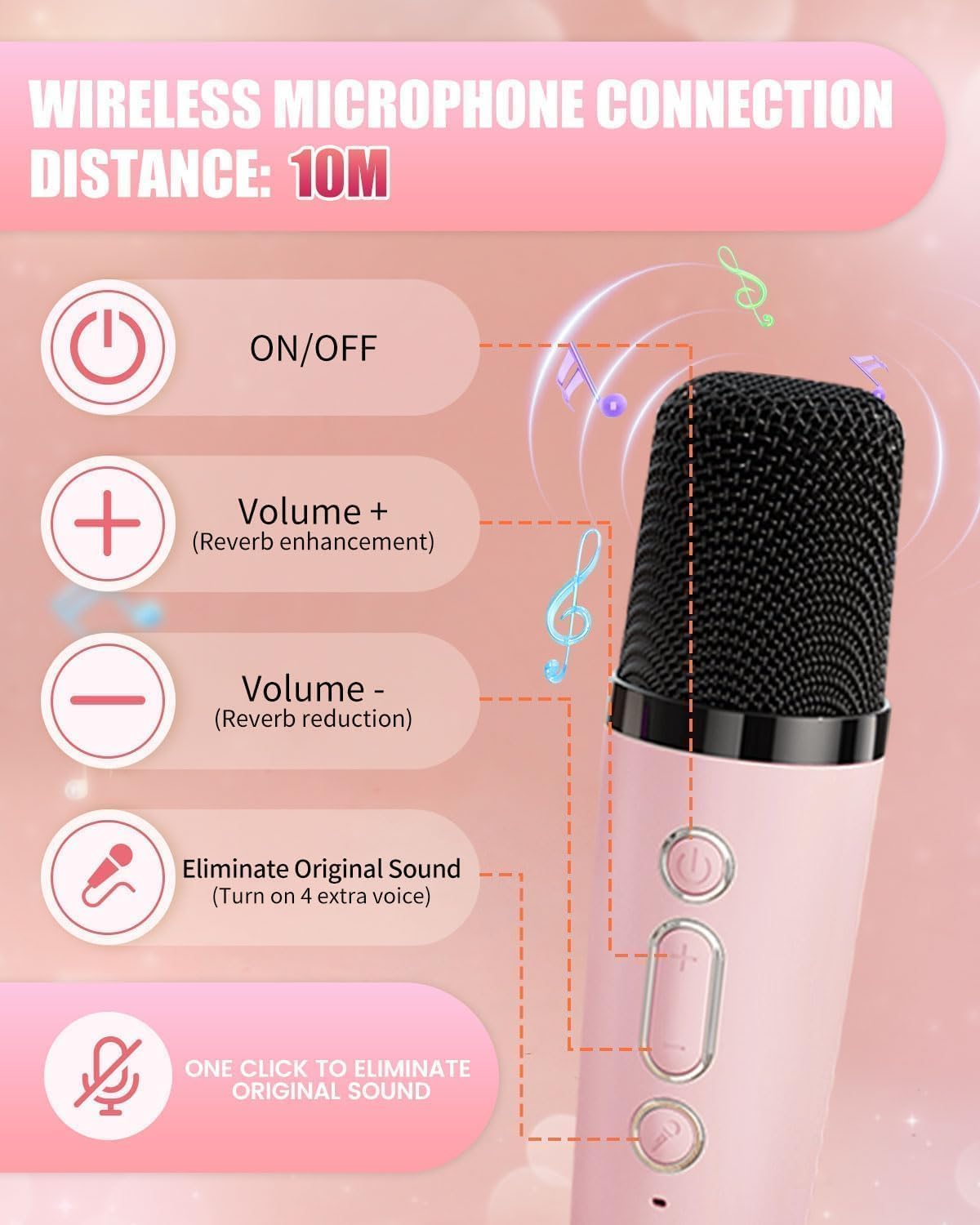 Uryans Colorful Bluetooth Speaker with Karaoke Mic System for Home Singing Magic Ai Voice Changer Portable Mini Wireless Speaker with Mike for House Parties
