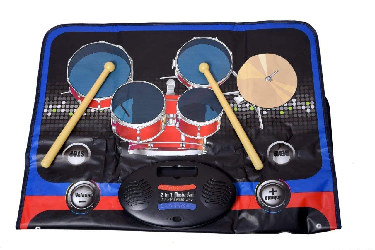 Uryans Portable 2-in-1 Drum & Piano Combo Educational Musical Play Mat with 8 Musical Instruments Piyano Band Magic Kit 24-Key Keyboard, Built-in Speaker, Record Function- Multi Color