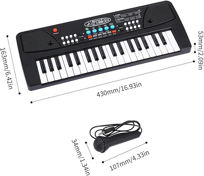 Uryans Kids Piano with Mic 37 Keys Electronic Keyboard Toy with 8 Rhythms, 8 Tones, 6 Demos & Recording Function Portable Musical Toy for Beginners Educational Instrument for Kids.