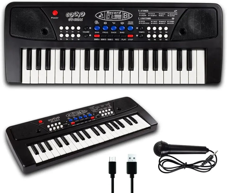 Uryans Kids Piano with Mic 37 Keys Electronic Keyboard Toy with 8 Rhythms, 8 Tones, 6 Demos & Recording Function Portable Musical Toy for Beginners Educational Instrument for Kids.