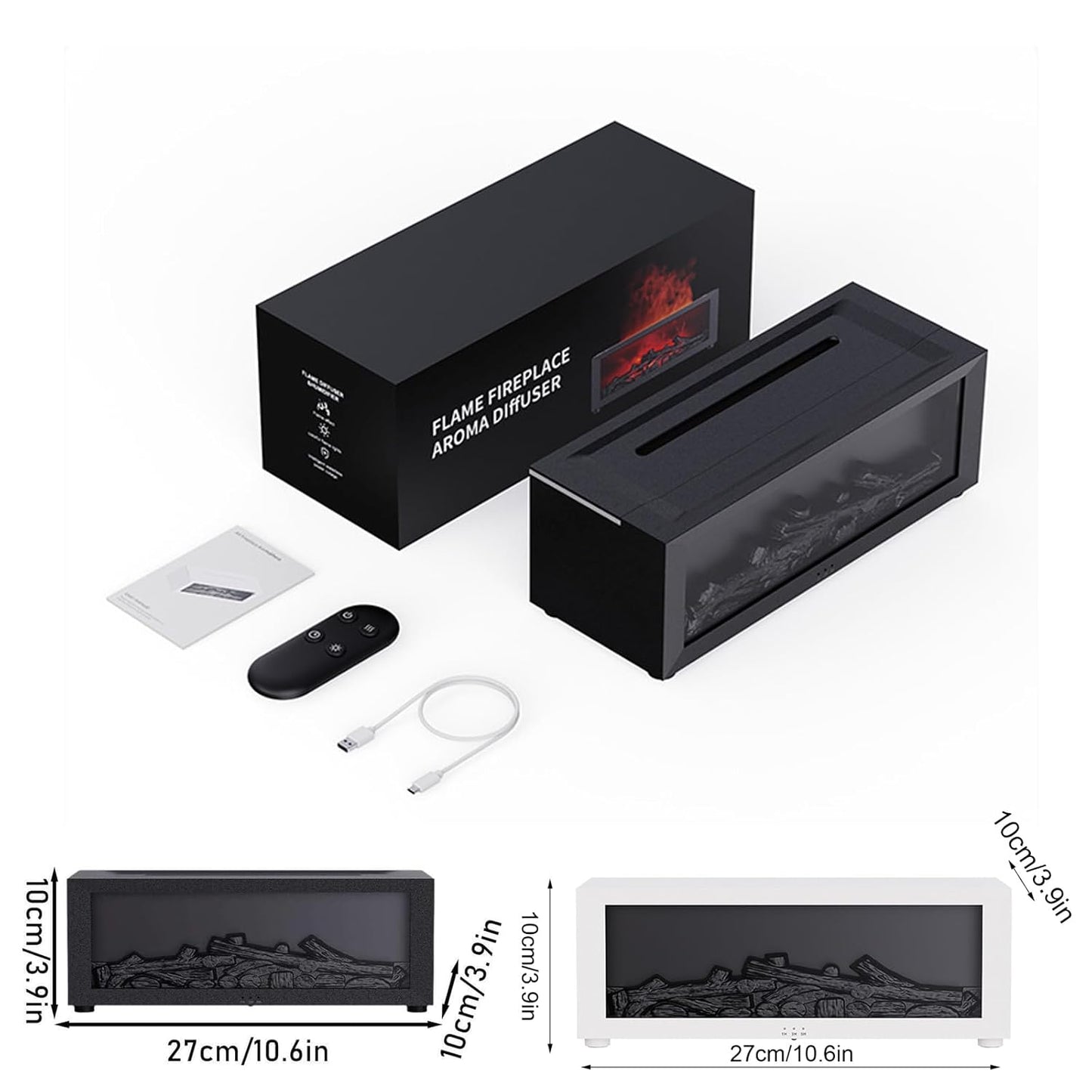 Uryans Mini Fireplace Diffusers for Essential Oils Fireplace Humidifier with Remote 150ml Fireside Ultrasonic Humidifier Bonfire Flame Diffuser with 7 Colors Light...