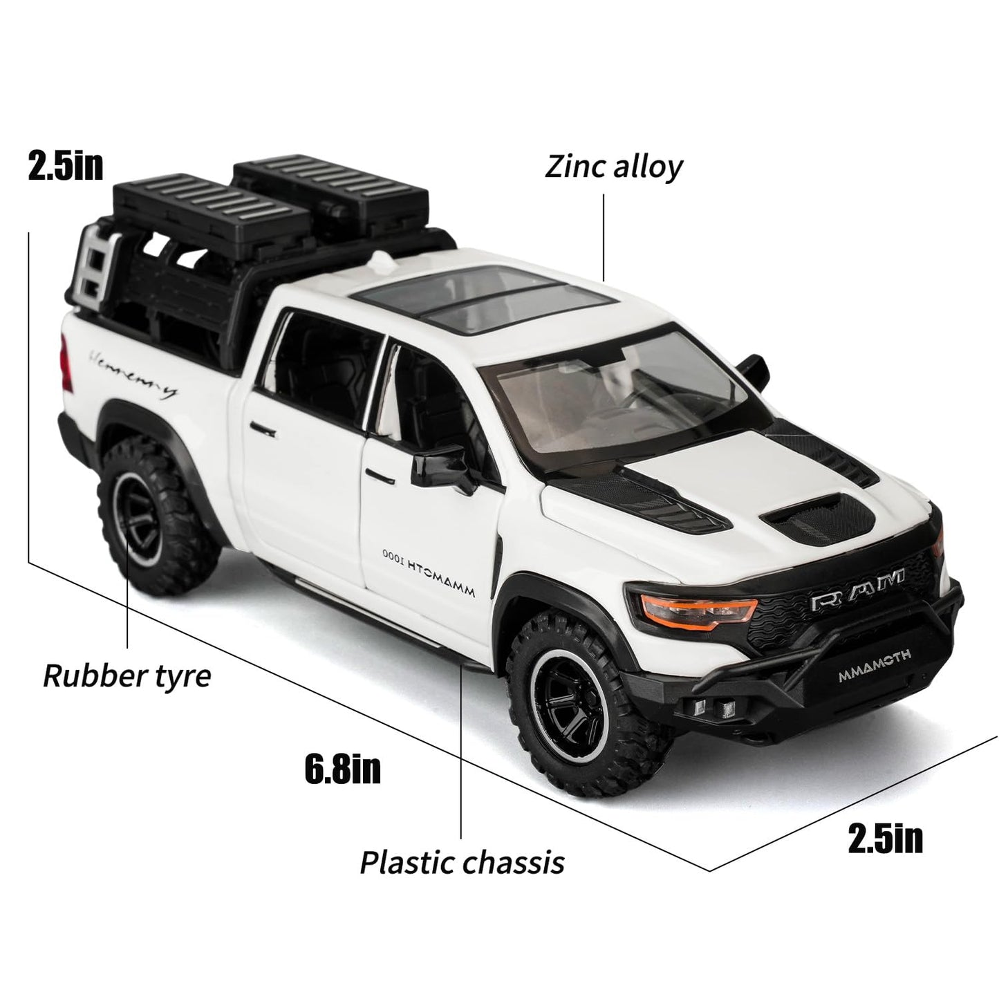 Uryans Pick-Up Truck Model Car, Zinc Alloy Pull Back Toy car with Sound and Light for Kids Boy Girl Gift