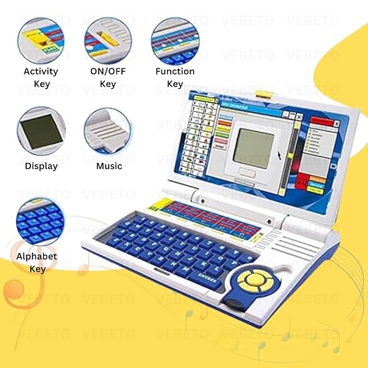 Uryans™ Educational Laptop for Kids (1 Year Warranty) with Mouse 20 games Activity Learning Toy for 2 3 4 5 Years Boys Girls Learn Letters Words Mathematics Music Logic Memory Tool