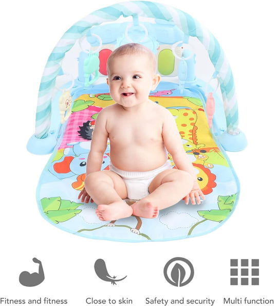 Uryans Kick and Play Musical Keyboard Piano Baby Gym and Fitness Rack with Hanging Rattles, Lights & Mat - Gift for Boys & Girls