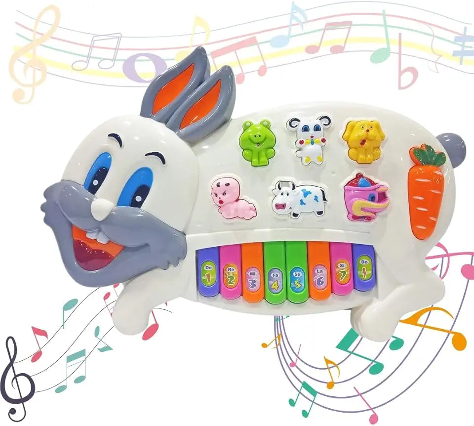 uryans Rabbits Musical Piano with 3 Modes Animal Sounds, Flashing Lights & Wonderful Music