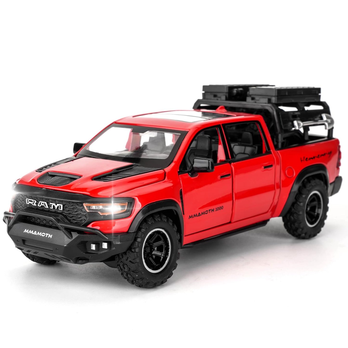 Uryans Pick-Up Truck Model Car, Zinc Alloy Pull Back Toy car with Sound and Light for Kids Boy Girl Gift