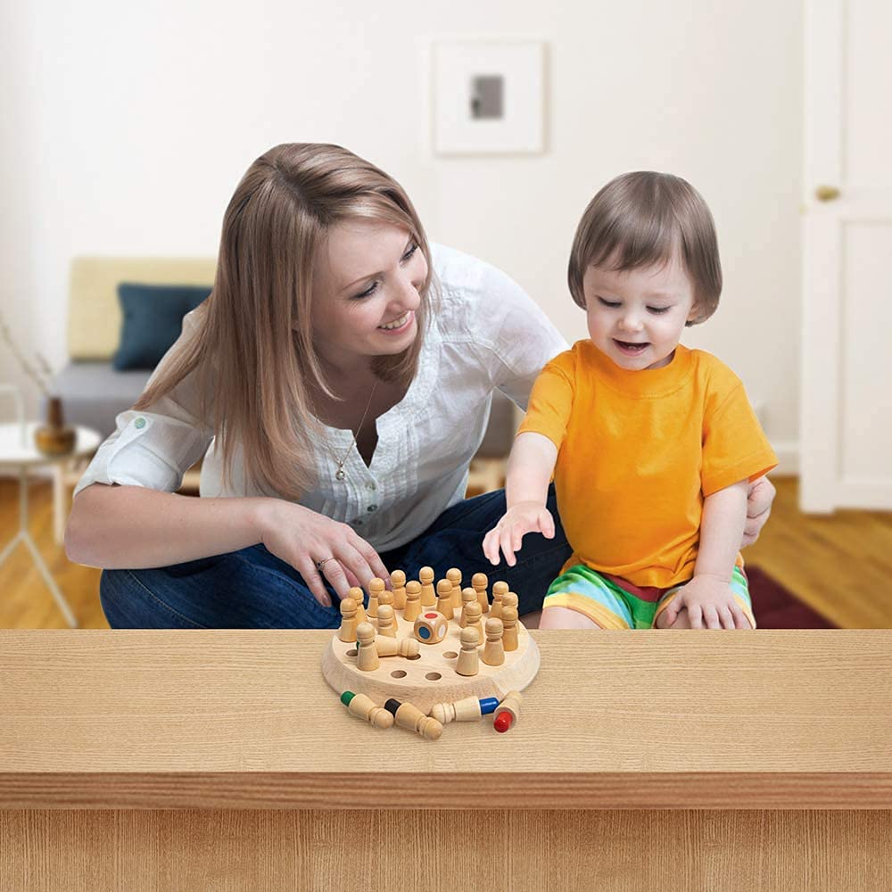Uryans Wooden Memory Match Stick Chess Game, Colorful Memory Chess, Funny Block Board Game, Early Educational Toy, Brain Training Games