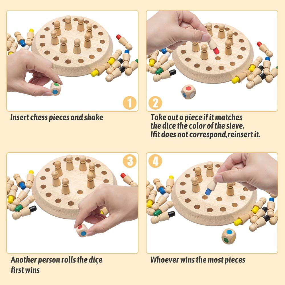 Uryans Wooden Memory Match Stick Chess Game, Colorful Memory Chess, Funny Block Board Game, Early Educational Toy, Brain Training Games