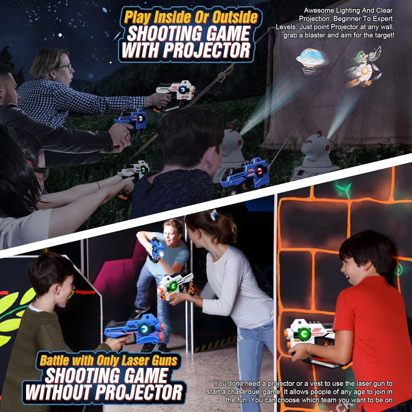 Uryans 2 Lazer Toy Gun of Projector with Digital LED Score Display, Gifts for Kids, Teens, Adults, Shooting Battle Games with 3 Targets, Birthday Gift Toys for 6 7 8 9 10 11 12+Year Old Boys Girls