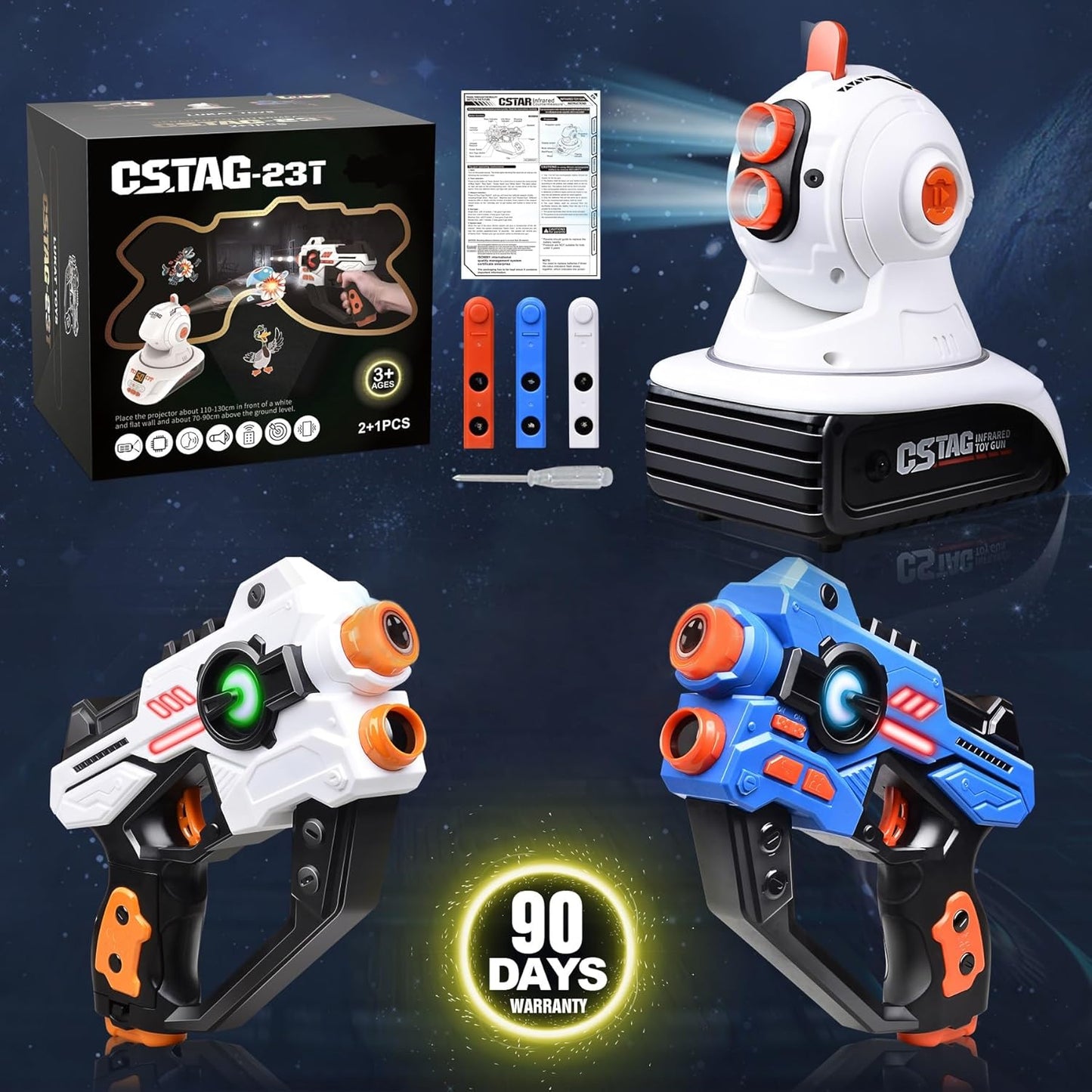 Uryans 2 Lazer Toy Gun of Projector with Digital LED Score Display, Gifts for Kids, Teens, Adults, Shooting Battle Games with 3 Targets, Birthday Gift Toys for 6 7 8 9 10 11 12+Year Old Boys Girls