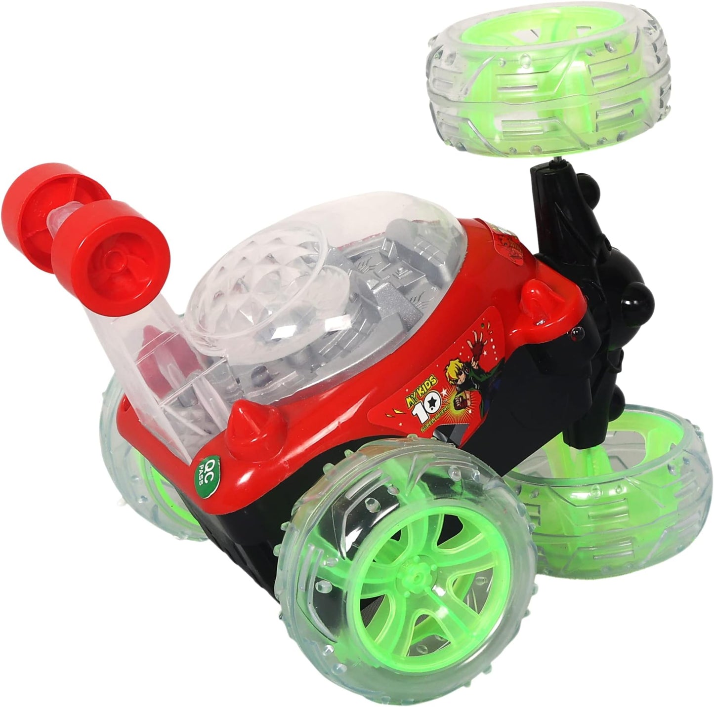 Uryans Remote Control Rechargeable Acrobatic 360 Degree Twisting Stunt Car with Music & Lights for Kids 2 & Above - Multicolor (Color availability as per stock)