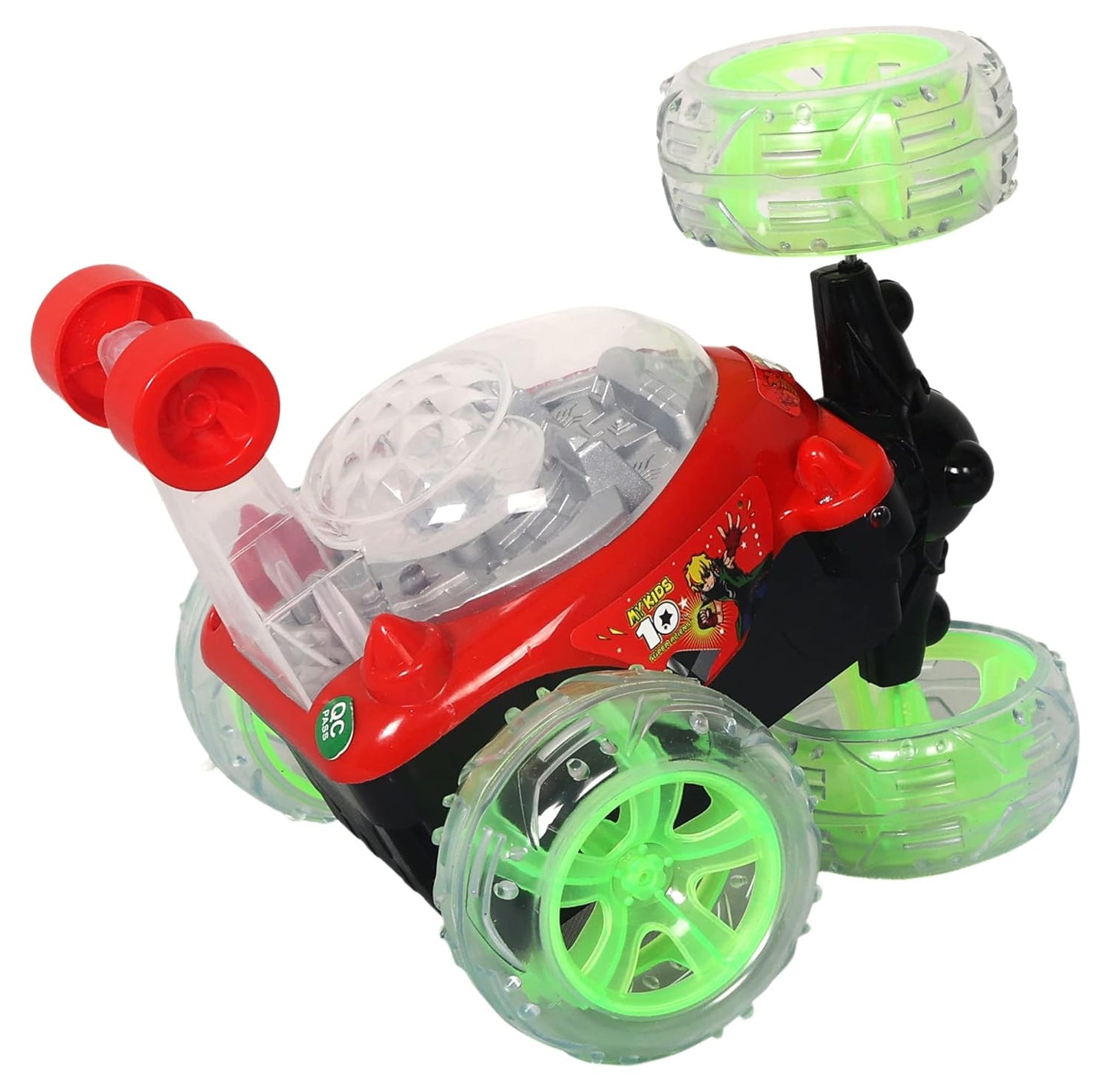 Uryans Remote Control Rechargeable Acrobatic 360 Degree Twisting Stunt Car with Music & Lights for Kids 2 & Above - Multicolor (Color availability as per stock)