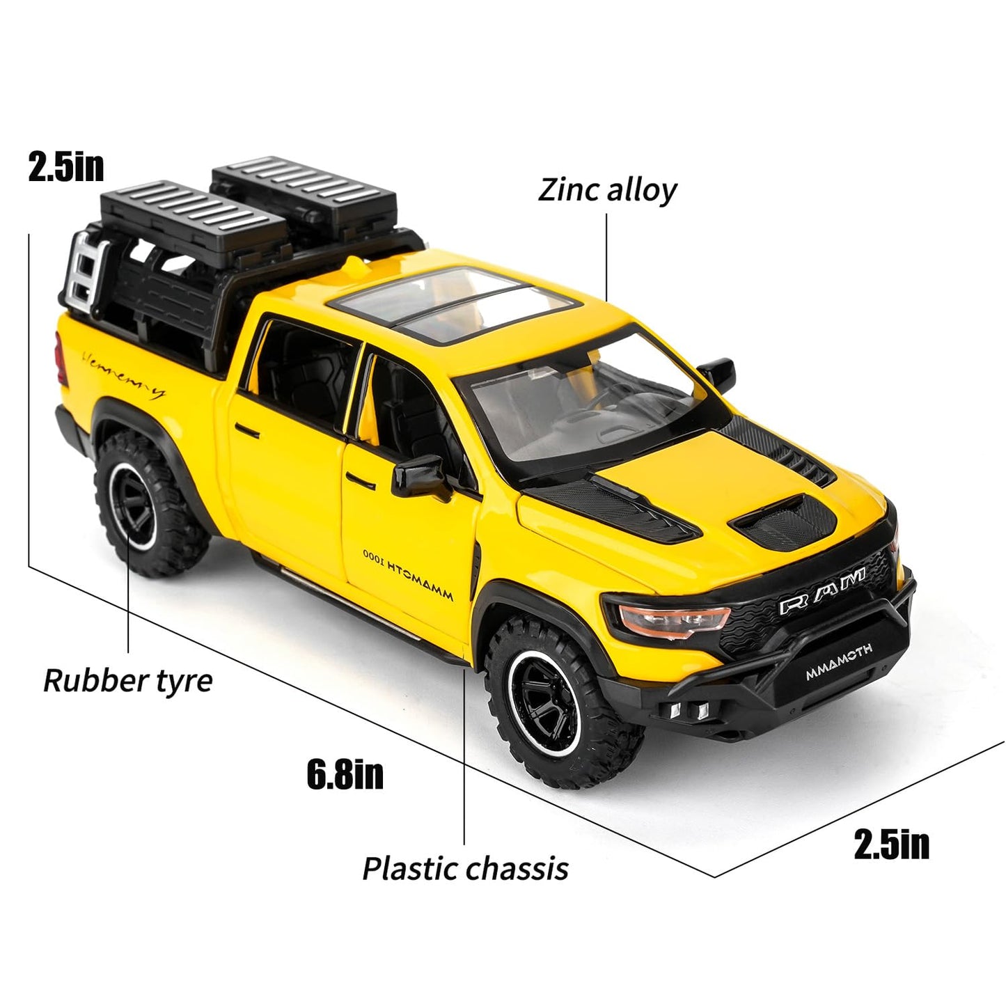 Uryans Pick-Up Truck Model Car, Zinc Alloy Pull Back Toy car with Sound and Light for Kids Boy Girl Gift