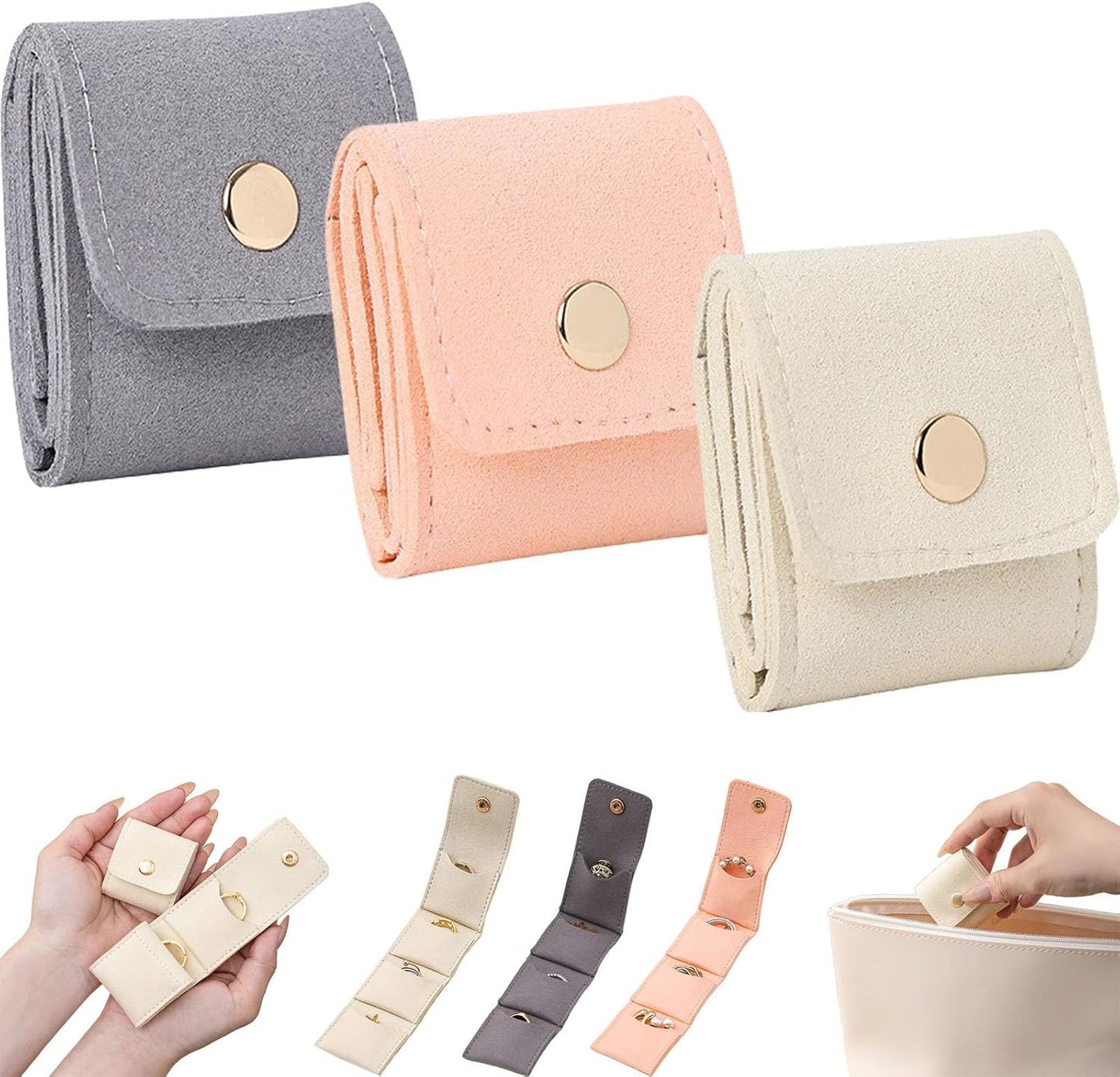 Uryans Set of 2pc Mini Velvet Jewelry Pouch with Button, Velvet Jewelry Bag Purse Bag Gift Packaging Ring Necklace Earrings Jewelry Storage Bag