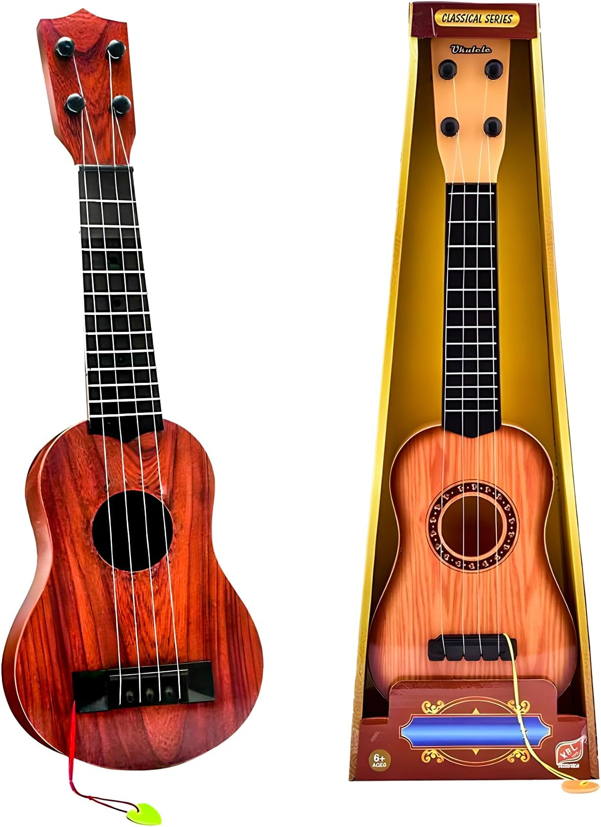 Uryans 4 String Guitar for Kids - 18 Inches Wooden Finish Classical Series Musical Toys for Beginners Kids, Perfect Music Learning Educational Instrument Sound Toy Guitar for Gift & Fun (3-6 Years)