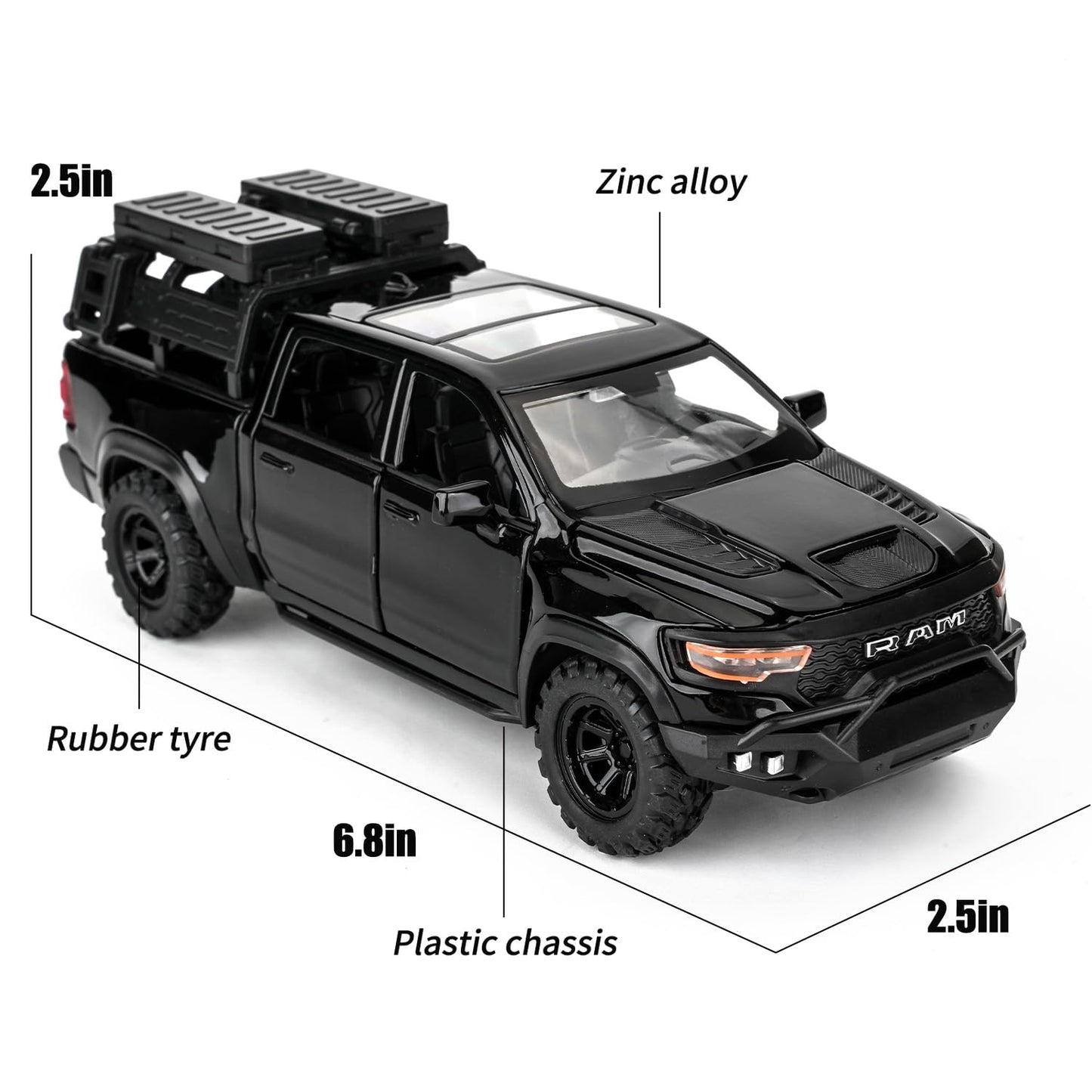 Uryans Pick-Up Truck Model Car, Zinc Alloy Pull Back Toy car with Sound and Light for Kids Boy Girl Gift