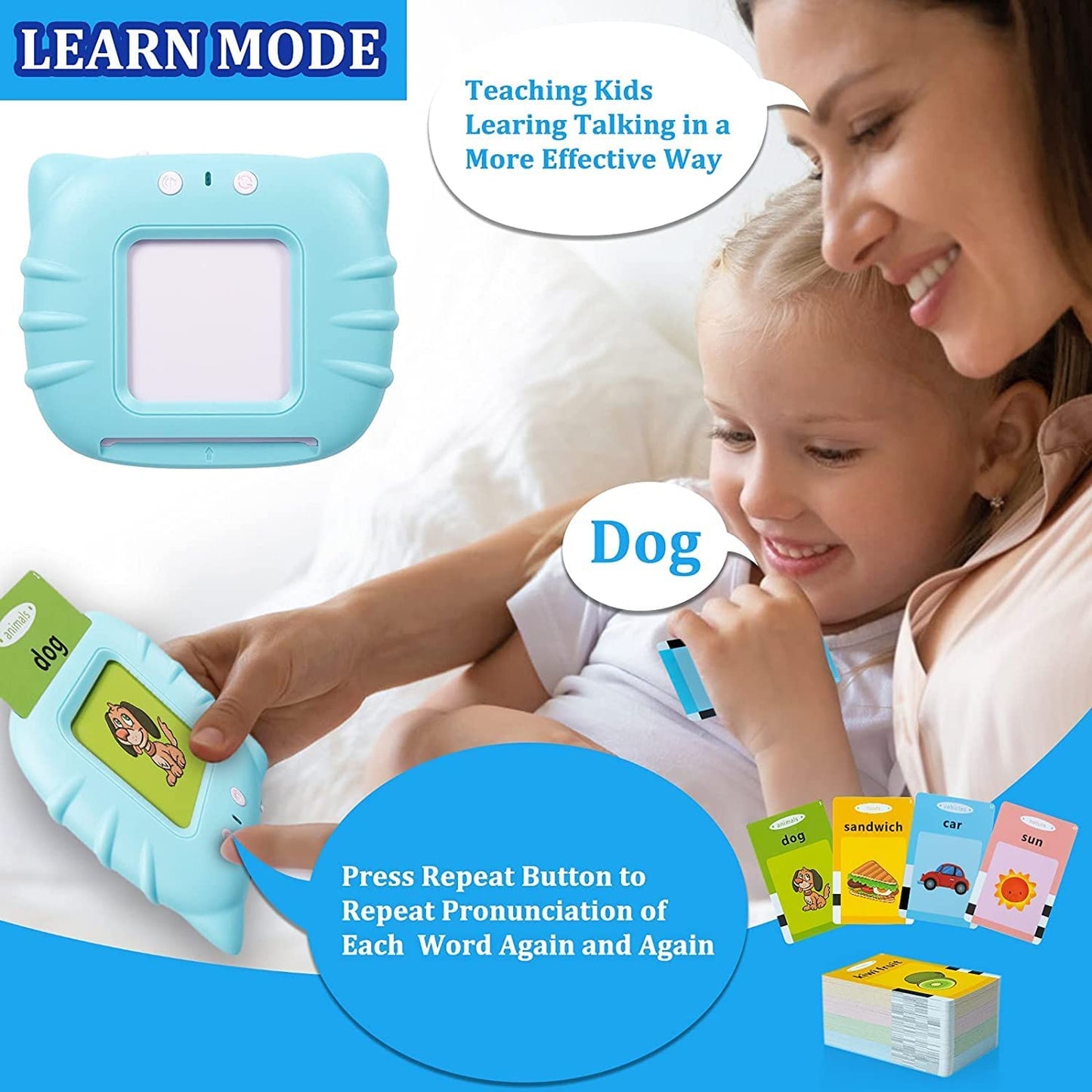 Uryans Talking Baby Double Sided Flash Cards Educational Toys for 3+ Years Old, Cognitive Skills Early Learning Educational Electronic Interactive Montessori Toys, Birthday Gift