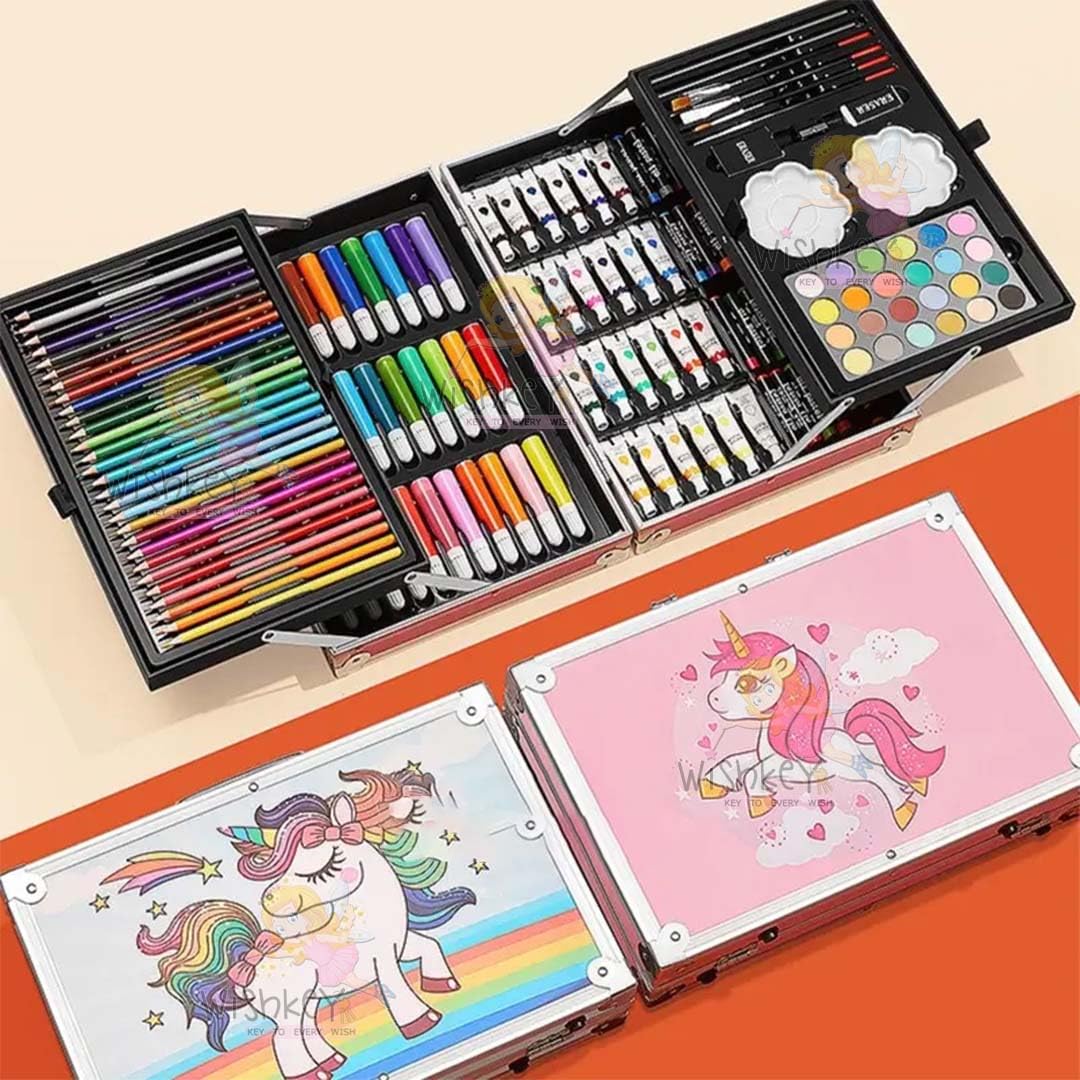 Uryans 145 Pieces Art Set for Kids , Art and Craft Supplies Kit for Drawing and Painting with Oil Pastel, Water Color, Color Pencils, Sketch Pen (Pack of 1, Blue) (Theme as per stock availability),