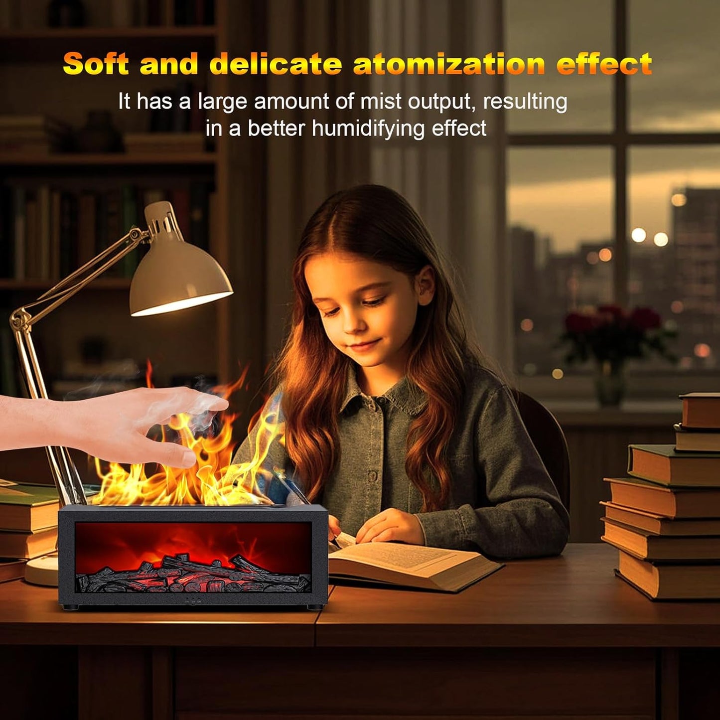 Uryans Mini Fireplace Diffusers for Essential Oils Fireplace Humidifier with Remote 150ml Fireside Ultrasonic Humidifier Bonfire Flame Diffuser with 7 Colors Light...