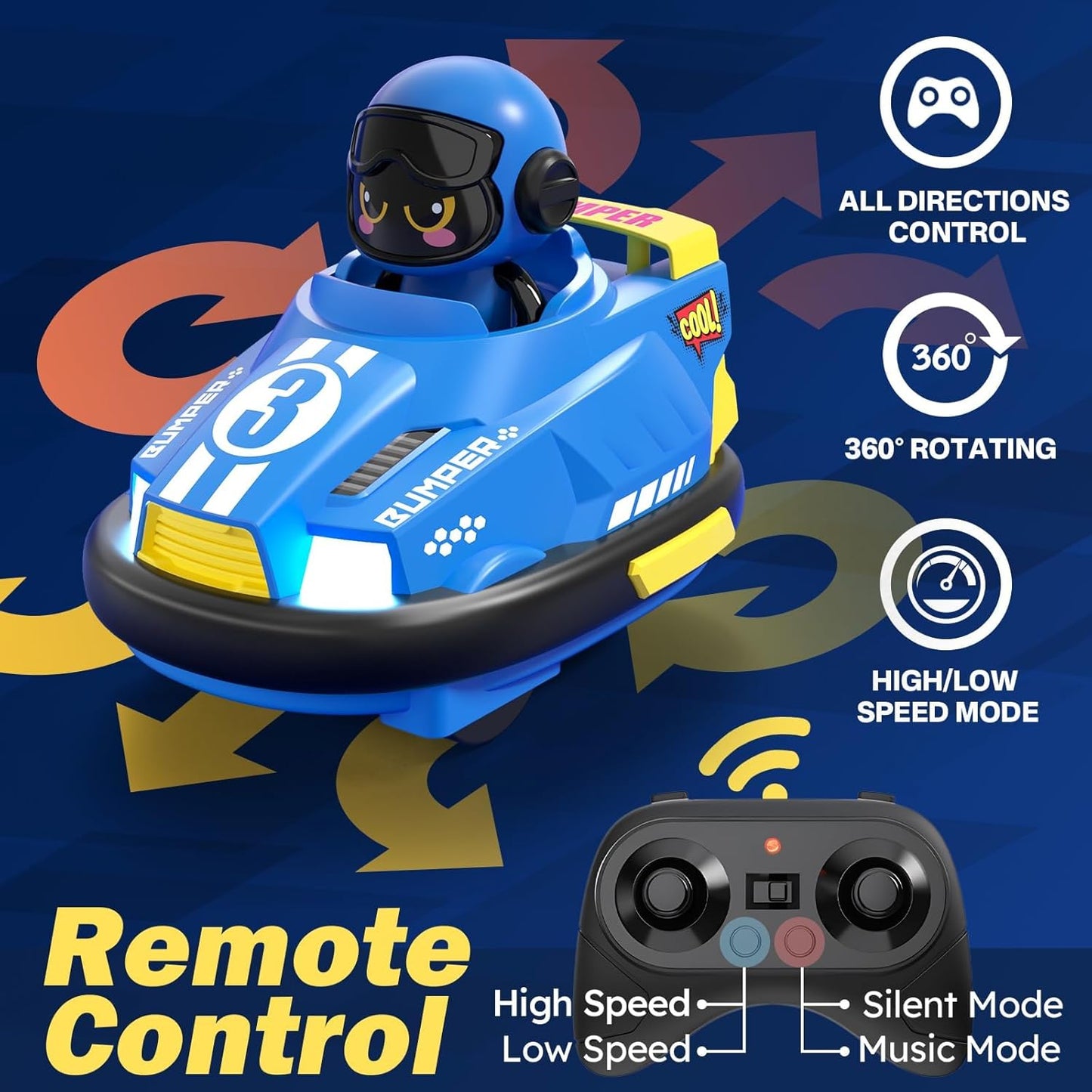 Uryans 2 Pack RC Cars Toys for Ages 3-4 Toddlers|Remote Control Bumper Cars Toys for Boys 6-8 Kids|Birthday Gift for 3 4 5 6 7 8 Year Old Boys & Girls, Multicolour
