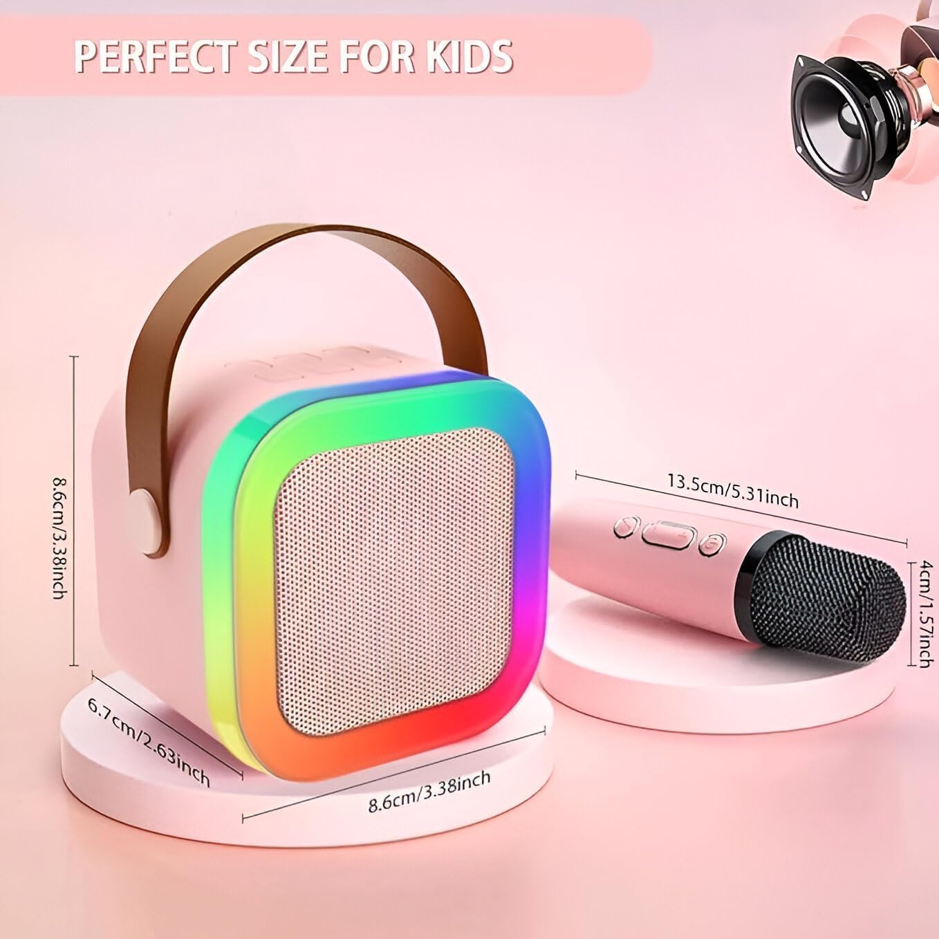 Uryans Colorful Bluetooth Speaker with Karaoke Mic System for Home Singing Magic Ai Voice Changer Portable Mini Wireless Speaker with Mike for House Parties