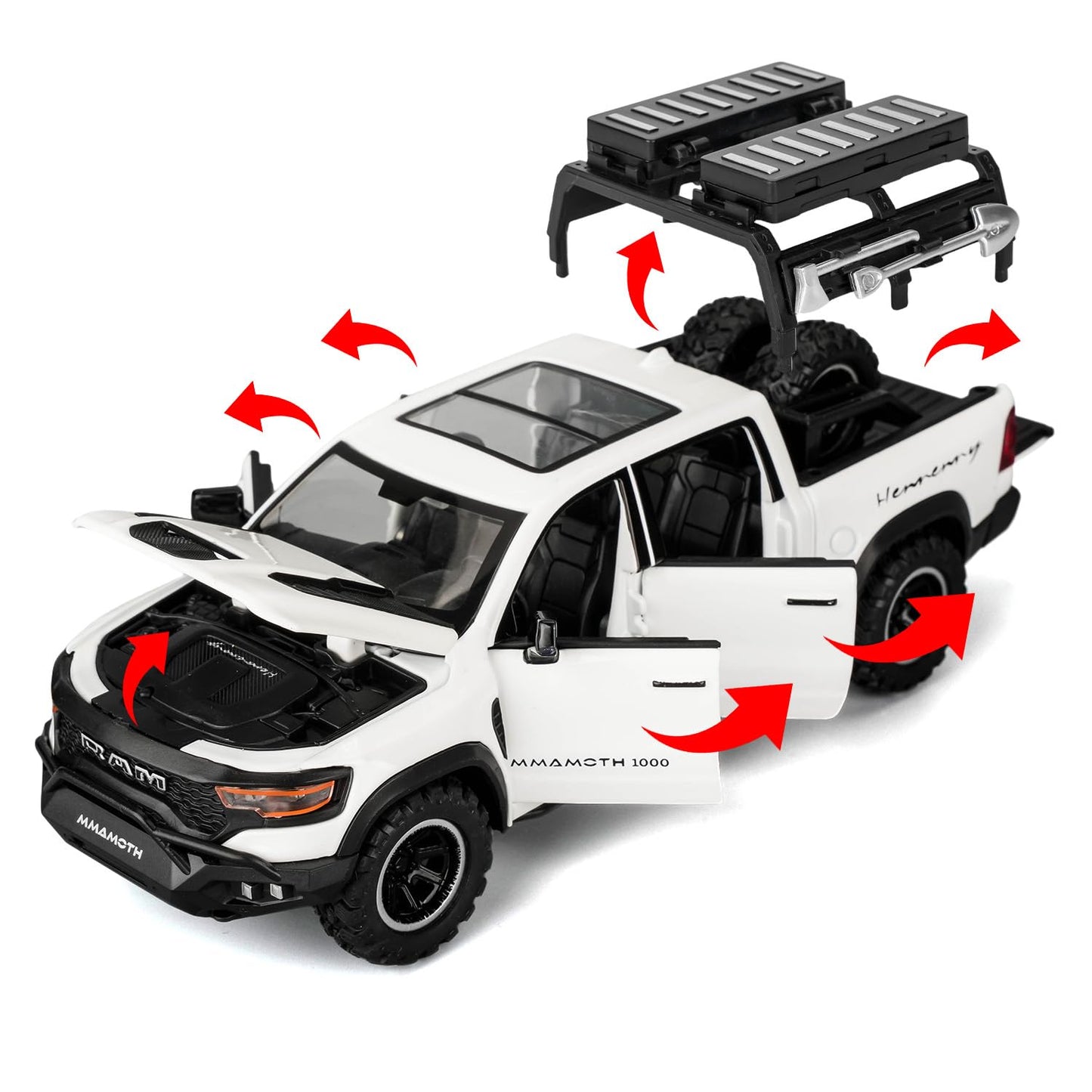 Uryans Pick-Up Truck Model Car, Zinc Alloy Pull Back Toy car with Sound and Light for Kids Boy Girl Gift