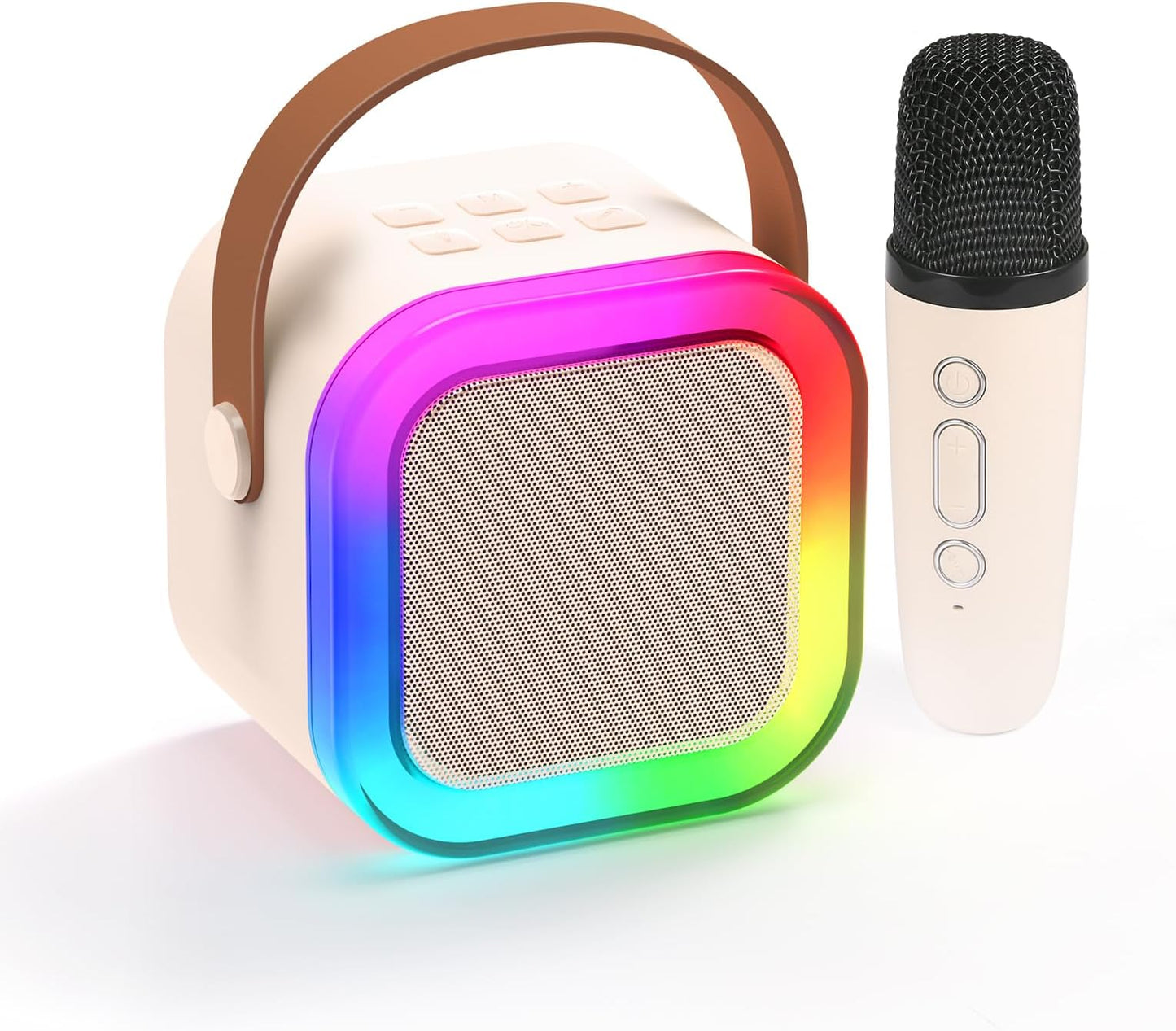 Uryans Colorful Bluetooth Speaker with Karaoke Mic System for Home Singing Magic Ai Voice Changer Portable Mini Wireless Speaker with Mike for House Parties