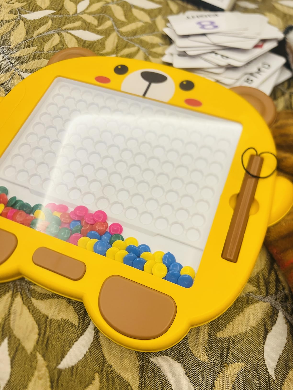 Uryans Magnetic Slate Drawing Board for Kids|Doodle Board Magnetic Beads Pen Drawing Board Dot Art Educational Travel Toys for 2-8 Year Old Boys Girl