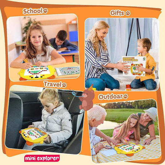 Uryans Magnetic Slate Drawing Board for Kids|Doodle Board Magnetic Beads Pen Drawing Board Dot Art Educational Travel Toys for 2-8 Year Old Boys Girl