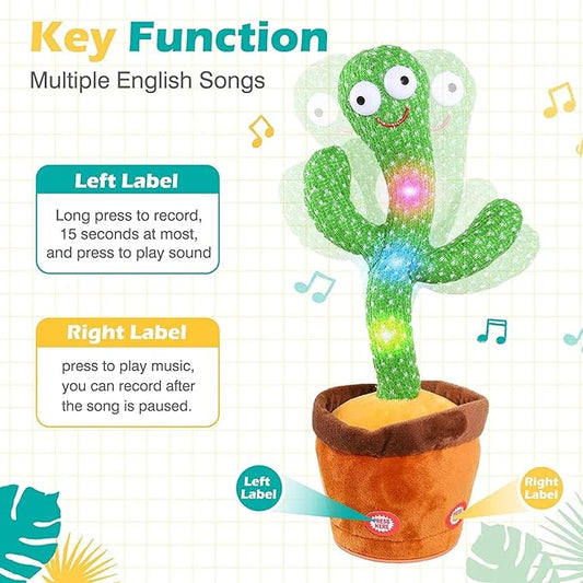 Uryans Rechargeable Toys Talking Cactus Baby Toys for Kids Dancing Cactus Toys Can Sing Wriggle & Singing Recording Repeat What You Say Funny Education Toys for Children