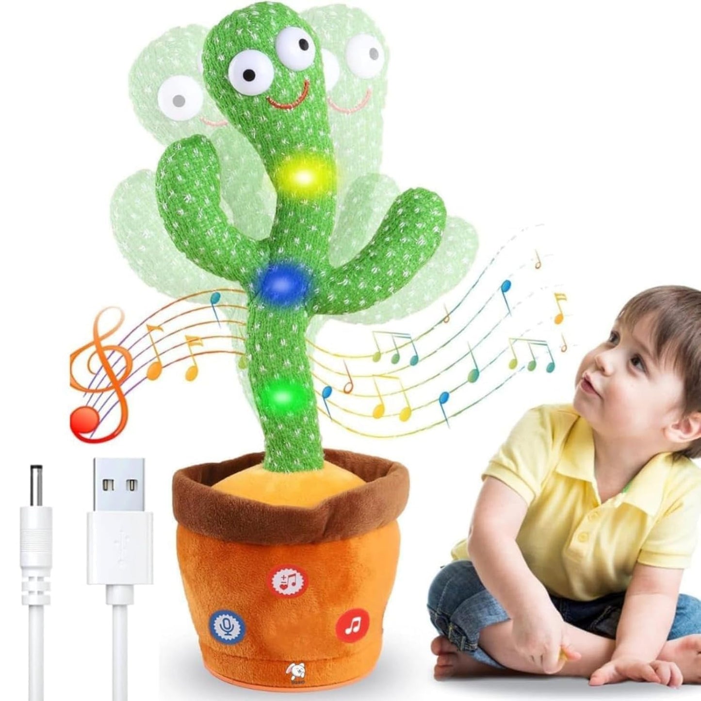 Uryans Rechargeable Toys Talking Cactus Baby Toys for Kids Dancing Cactus Toys Can Sing Wriggle & Singing Recording Repeat What You Say Funny Education Toys for Children
