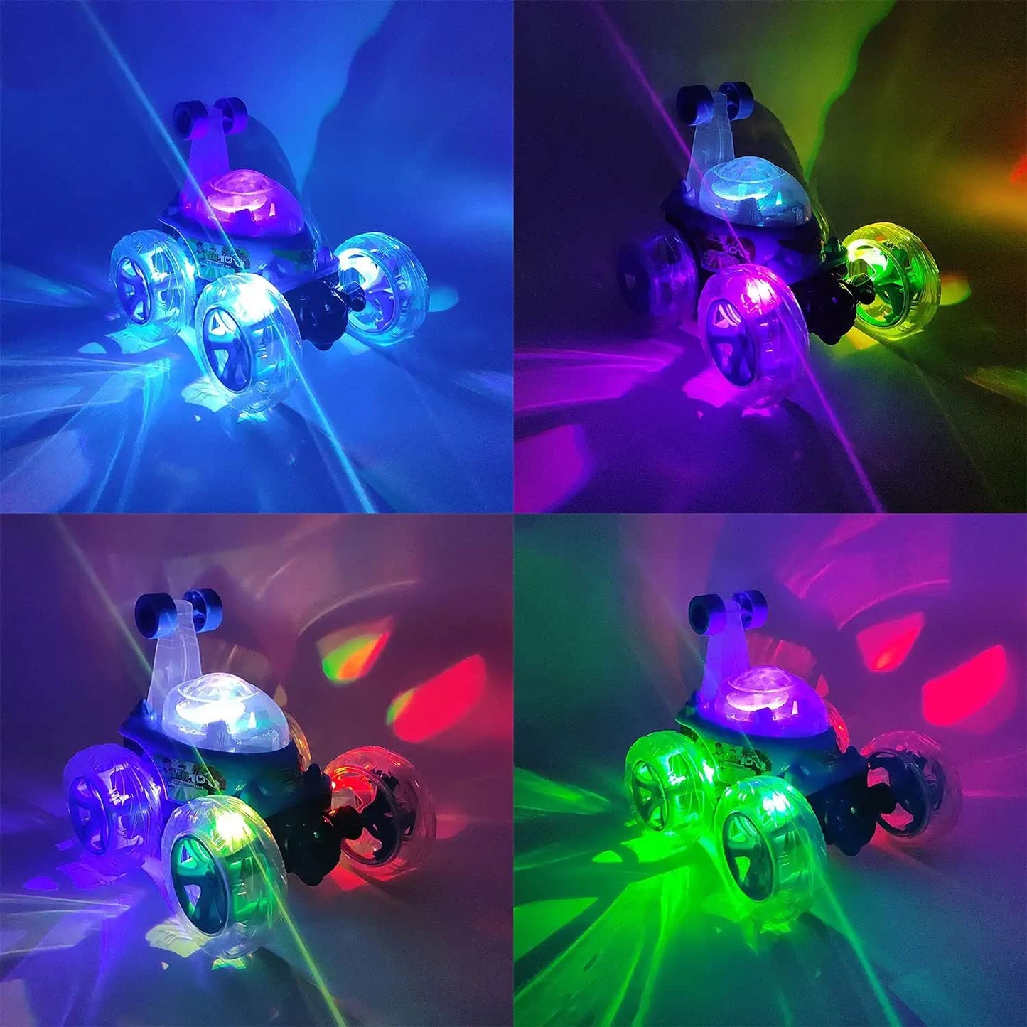 Uryans Remote Control Rechargeable Acrobatic 360 Degree Twisting Stunt Car with Music & Lights for Kids 2 & Above - Multicolor (Color availability as per stock)