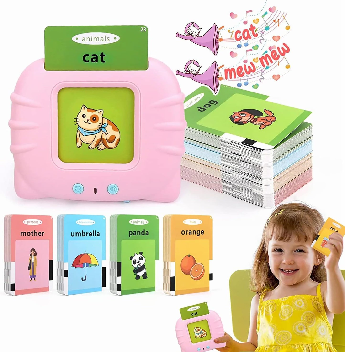 Uryans Talking Baby Double Sided Flash Cards Educational Toys for 3+ Years Old, Cognitive Skills Early Learning Educational Electronic Interactive Montessori Toys, Birthday Gift