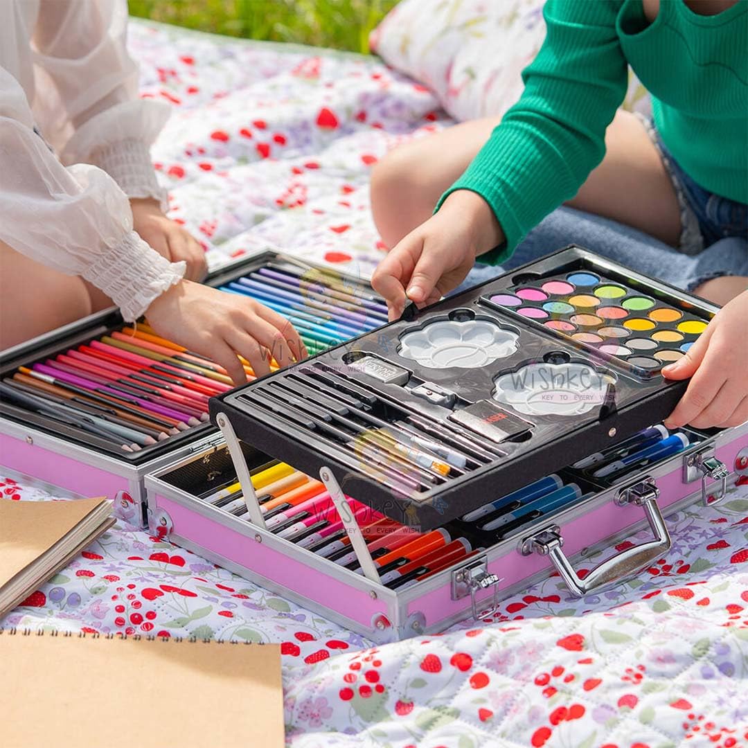Uryans 145 Pieces Art Set for Kids , Art and Craft Supplies Kit for Drawing and Painting with Oil Pastel, Water Color, Color Pencils, Sketch Pen (Pack of 1, Blue) (Theme as per stock availability),