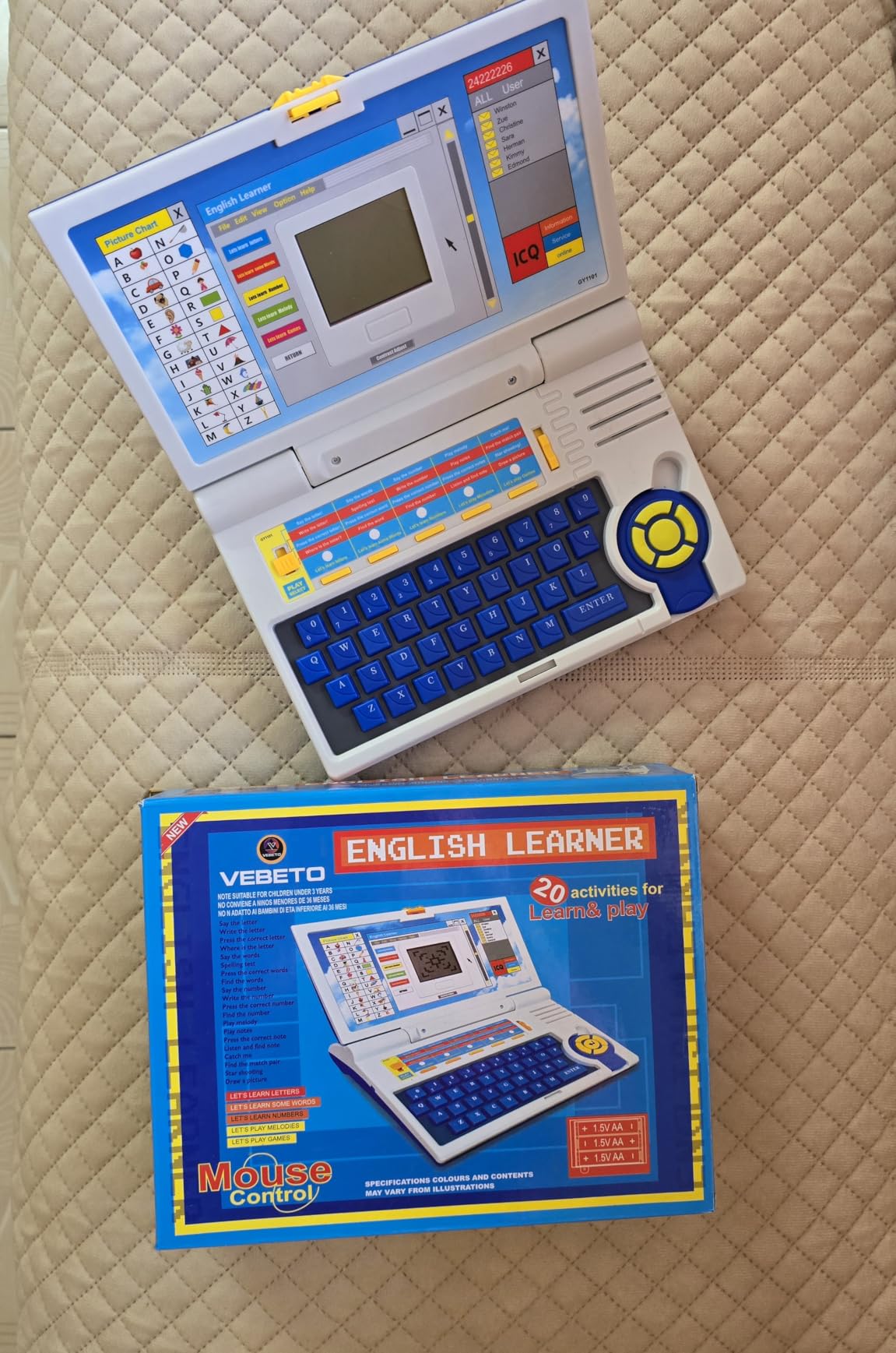 Uryans™ Educational Laptop for Kids (1 Year Warranty) with Mouse 20 games Activity Learning Toy for 2 3 4 5 Years Boys Girls Learn Letters Words Mathematics Music Logic Memory Tool