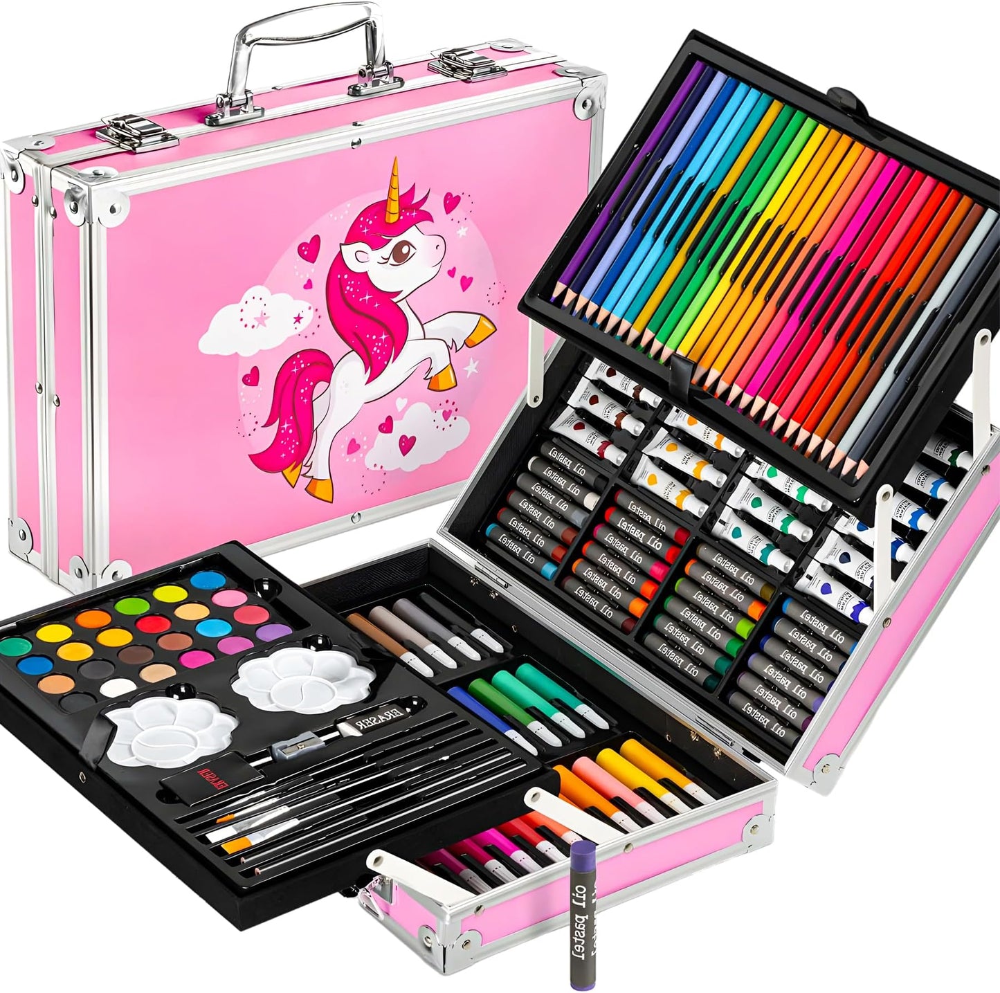 Uryans 145 Pieces Art Set for Kids , Art and Craft Supplies Kit for Drawing and Painting with Oil Pastel, Water Color, Color Pencils, Sketch Pen (Pack of 1, Blue) (Theme as per stock availability),