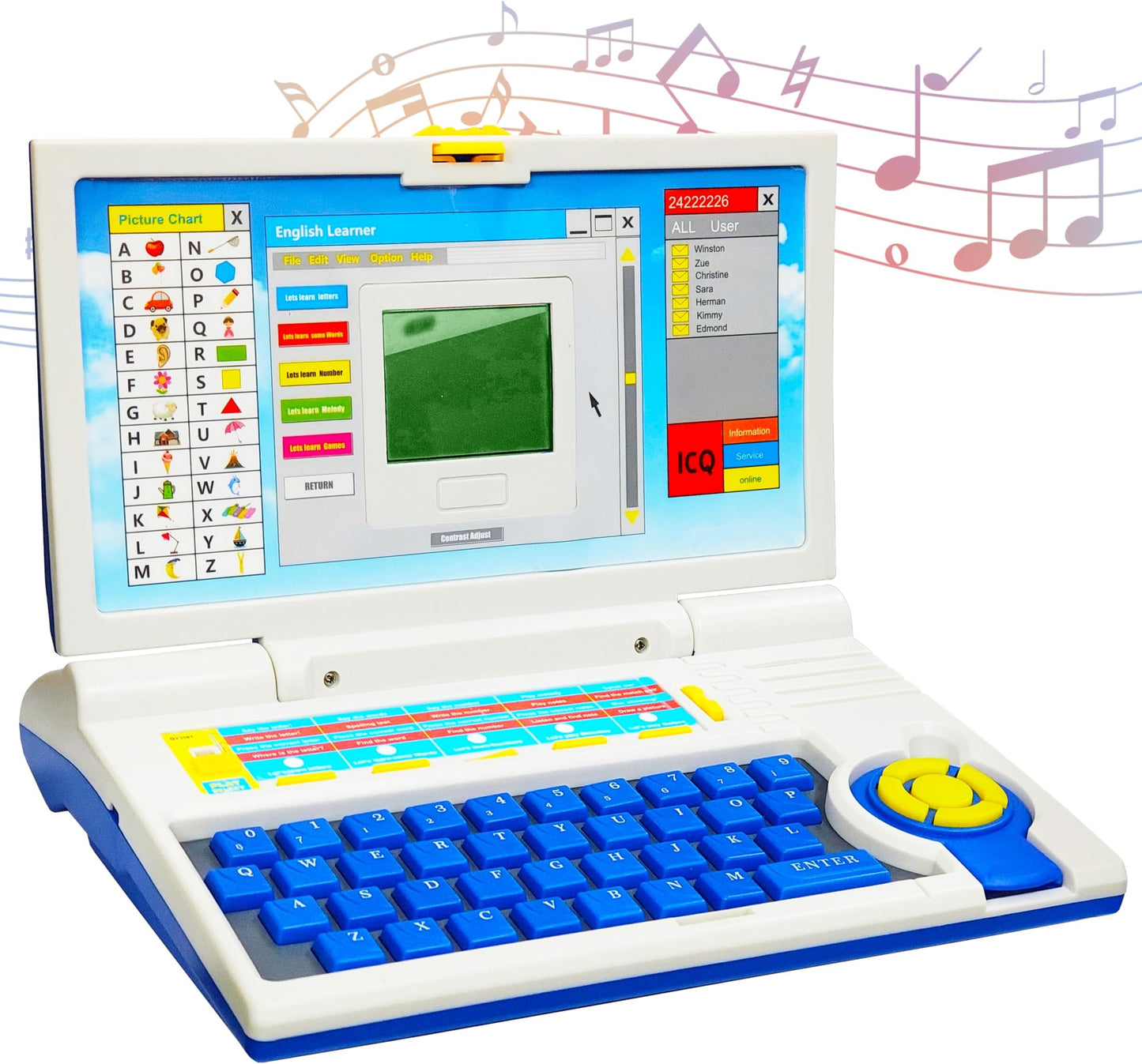 Uryans™ Educational Laptop for Kids (1 Year Warranty) with Mouse 20 games Activity Learning Toy for 2 3 4 5 Years Boys Girls Learn Letters Words Mathematics Music Logic Memory Tool